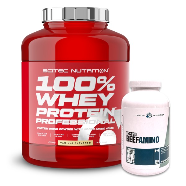 Scitec Nutrition 100% Whey Protein Professional 2350g Gratis Beef Amino 180 Tabs